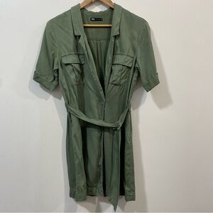 Zara Olive Green Cargo Wrap Short Sleeve Woman’s Summer Mini Dress Size XS